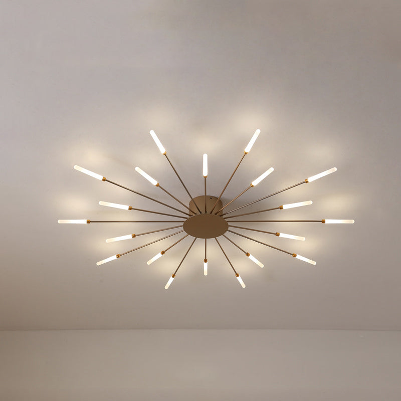 Black/Gold Burst Ceiling Light Fixture Contemporary 12/18/28 Lights Acrylic LED Semi Flush Mounted Lamp for Bedroom 20 Gold Clearhalo 'Ceiling Lights' 'Close To Ceiling Lights' 'Close to ceiling' 'Semi-flushmount' Lighting' 1970597