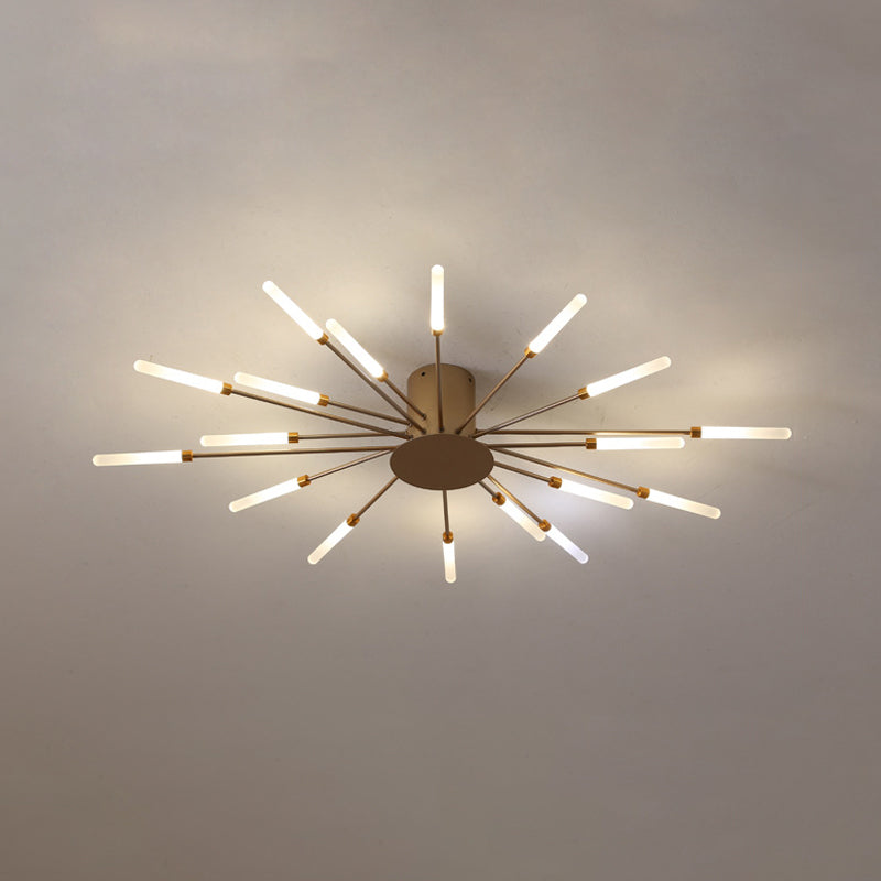 Black/Gold Burst Ceiling Light Fixture Contemporary 12/18/28 Lights Acrylic LED Semi Flush Mounted Lamp for Bedroom Clearhalo 'Ceiling Lights' 'Close To Ceiling Lights' 'Close to ceiling' 'Semi-flushmount' Lighting' 1970602