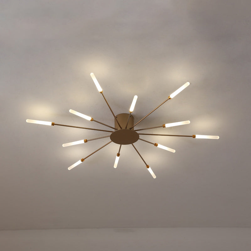 Black/Gold Burst Ceiling Light Fixture Contemporary 12/18/28 Lights Acrylic LED Semi Flush Mounted Lamp for Bedroom Clearhalo 'Ceiling Lights' 'Close To Ceiling Lights' 'Close to ceiling' 'Semi-flushmount' Lighting' 1970605