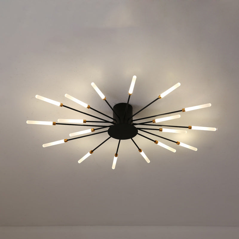 Black/Gold Burst Ceiling Light Fixture Contemporary 12/18/28 Lights Acrylic LED Semi Flush Mounted Lamp for Bedroom Clearhalo 'Ceiling Lights' 'Close To Ceiling Lights' 'Close to ceiling' 'Semi-flushmount' Lighting' 1970614