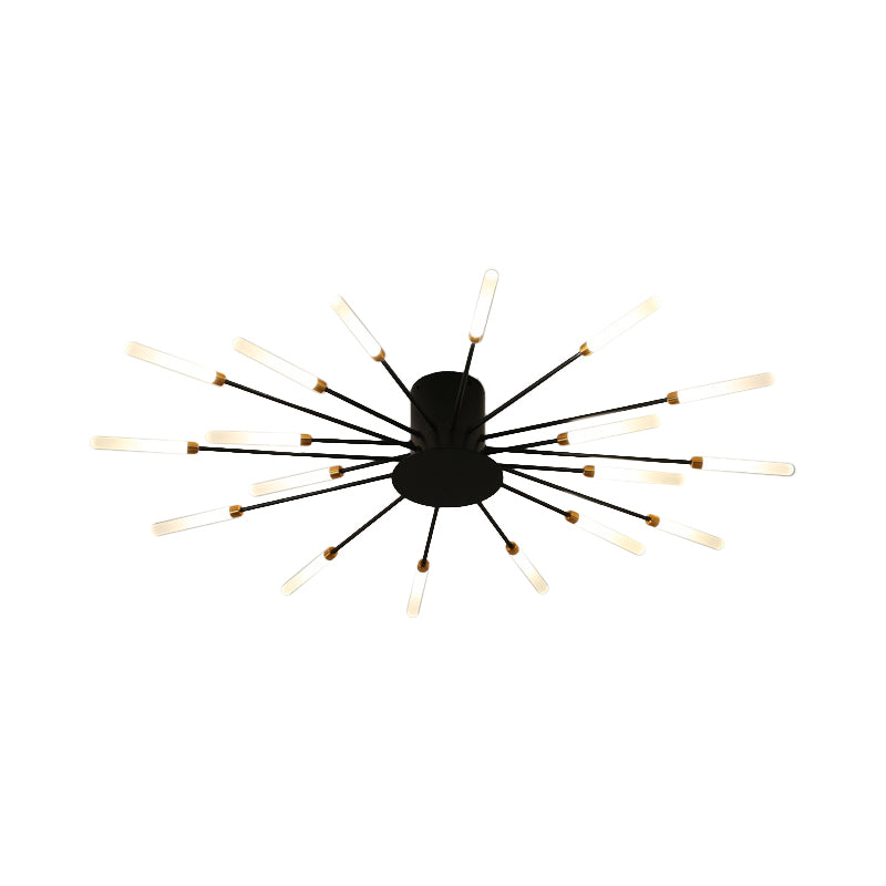 Black/Gold Burst Ceiling Light Fixture Contemporary 12/18/28 Lights Acrylic LED Semi Flush Mounted Lamp for Bedroom Clearhalo 'Ceiling Lights' 'Close To Ceiling Lights' 'Close to ceiling' 'Semi-flushmount' Lighting' 1970615