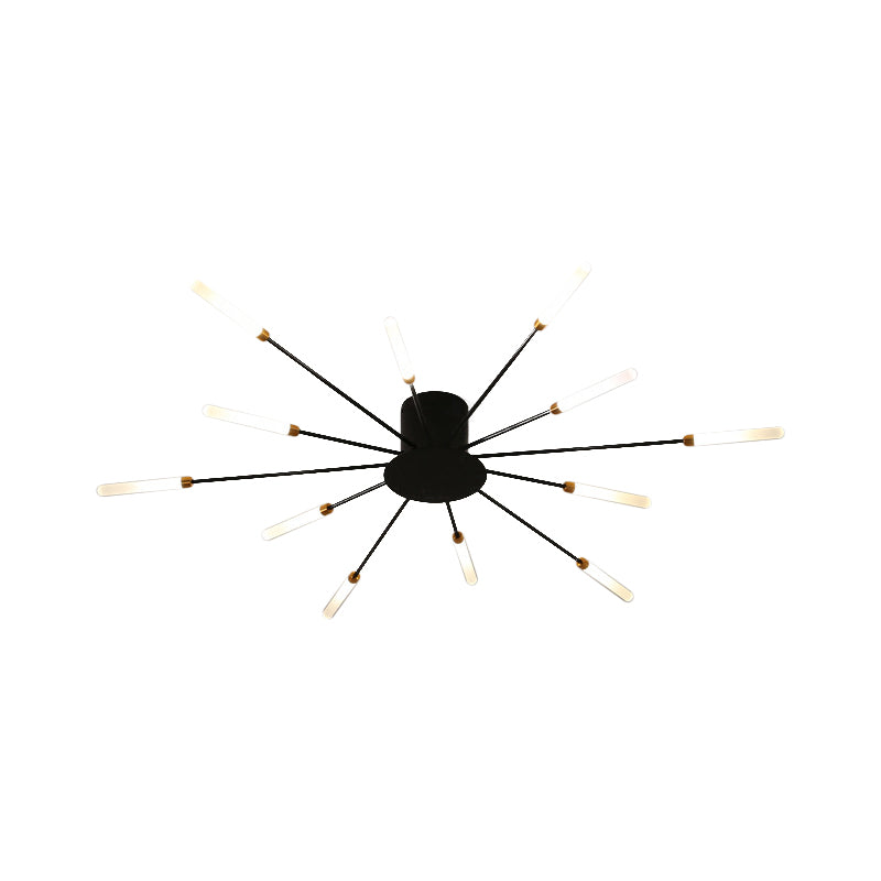 Black/Gold Burst Ceiling Light Fixture Contemporary 12/18/28 Lights Acrylic LED Semi Flush Mounted Lamp for Bedroom Clearhalo 'Ceiling Lights' 'Close To Ceiling Lights' 'Close to ceiling' 'Semi-flushmount' Lighting' 1970617
