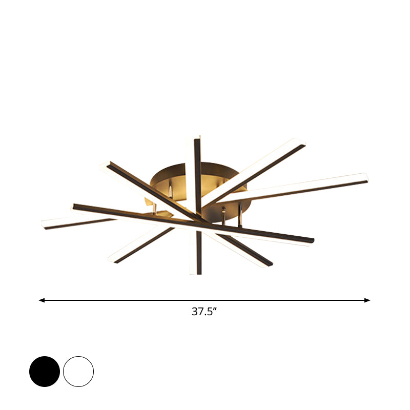 Spiral Design Stick LED Ceiling Lamp Modern Metallic 5/9-Light Black/White LED Semi Flush Light in Warm/White Light Clearhalo 'Ceiling Lights' 'Close To Ceiling Lights' 'Close to ceiling' 'Semi-flushmount' Lighting' 1970654