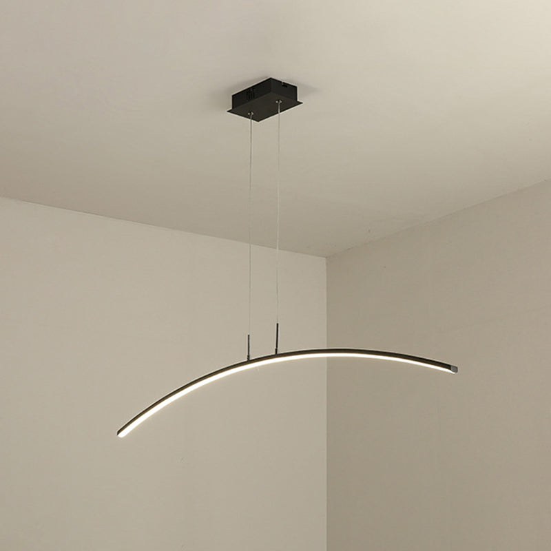 Black/White Arched Island Lighting Simple Style Acrylic LED Hanging Pendant Light in Warm/White Light Clearhalo 'Ceiling Lights' 'Island Lights' Lighting' 1970688