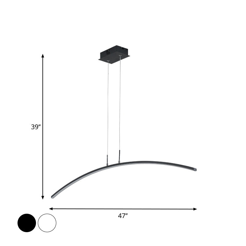 Black/White Arched Island Lighting Simple Style Acrylic LED Hanging Pendant Light in Warm/White Light Clearhalo 'Ceiling Lights' 'Island Lights' Lighting' 1970690