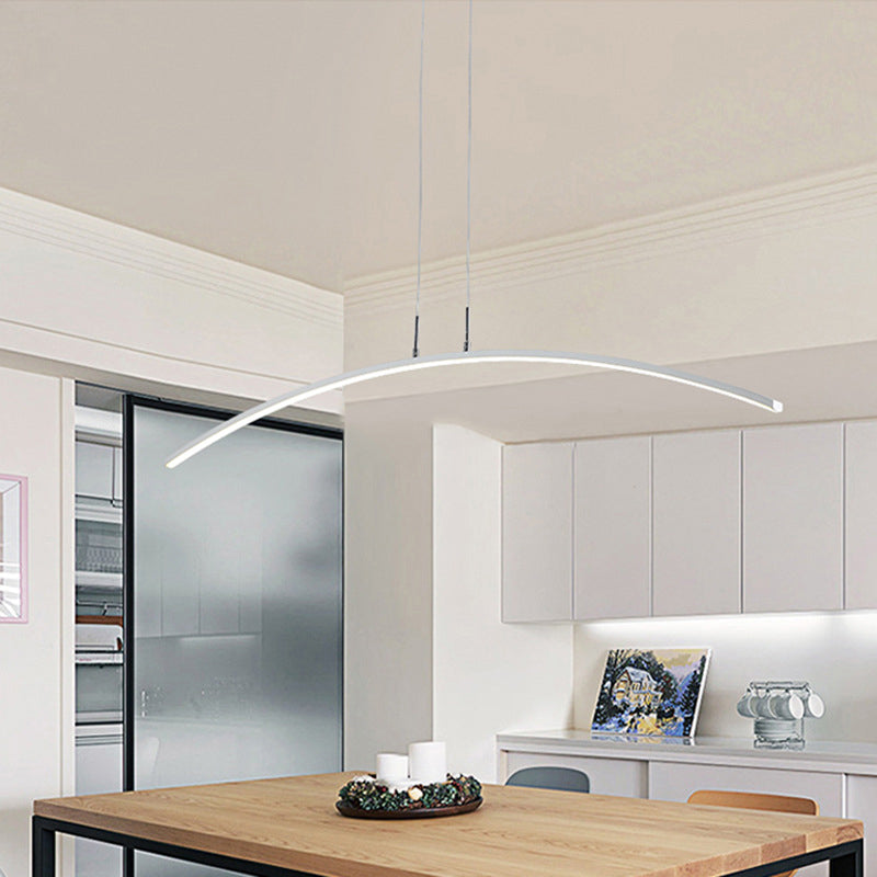 Black/White Arched Island Lighting Simple Style Acrylic LED Hanging Pendant Light in Warm/White Light White Clearhalo 'Ceiling Lights' 'Island Lights' Lighting' 1970691