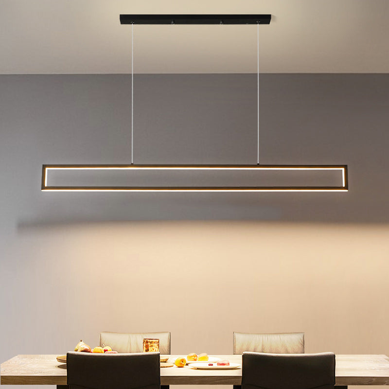 39"/47" Wide Rectangular Hanging Lamp Simplicity Aluminum Dining Room LED Island Pendant in Warm/White Light Clearhalo 'Ceiling Lights' 'Island Lights' Lighting' 1970697