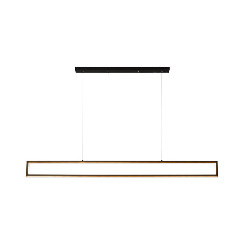 39"/47" Wide Rectangular Hanging Lamp Simplicity Aluminum Dining Room LED Island Pendant in Warm/White Light Clearhalo 'Ceiling Lights' 'Island Lights' Lighting' 1970698
