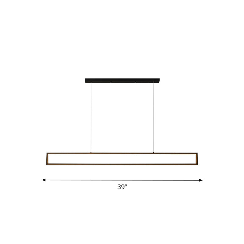 39"/47" Wide Rectangular Hanging Lamp Simplicity Aluminum Dining Room LED Island Pendant in Warm/White Light Clearhalo 'Ceiling Lights' 'Island Lights' Lighting' 1970699