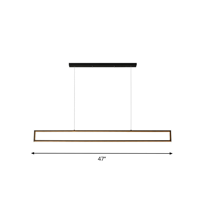 39"/47" Wide Rectangular Hanging Lamp Simplicity Aluminum Dining Room LED Island Pendant in Warm/White Light Clearhalo 'Ceiling Lights' 'Island Lights' Lighting' 1970700