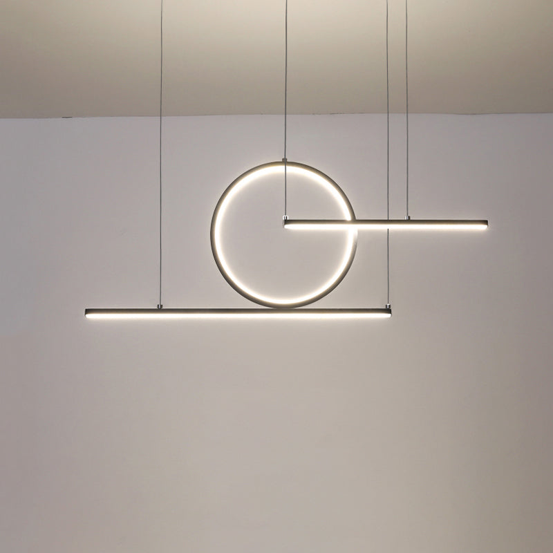 Modern Geometric Line Art LED Pendant Metal Kitchen Landscape Hanging Island Light in Black/Gold, Warm/White Light Clearhalo 'Ceiling Lights' 'Island Lights' Lighting' 1970707