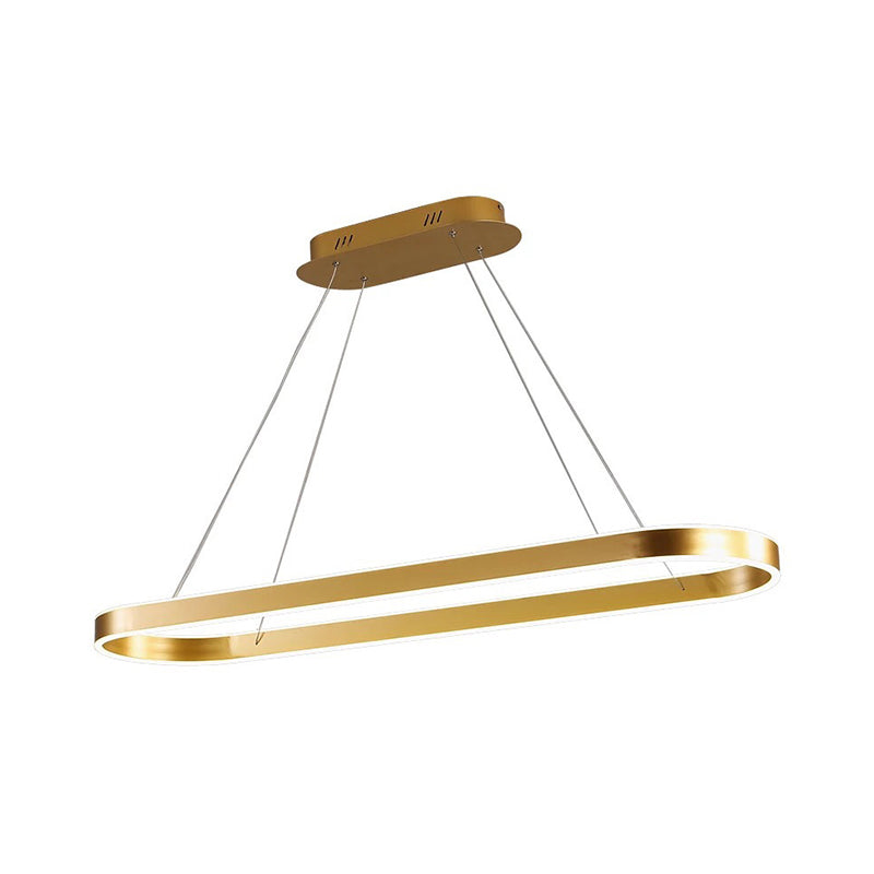 Simplicity Ellipse LED Island Pendant Acrylic Living Room Hanging Ceiling Light in Black/White/Gold, 31.5"/39"/47" Width Clearhalo 'Ceiling Lights' 'Island Lights' Lighting' 1970712
