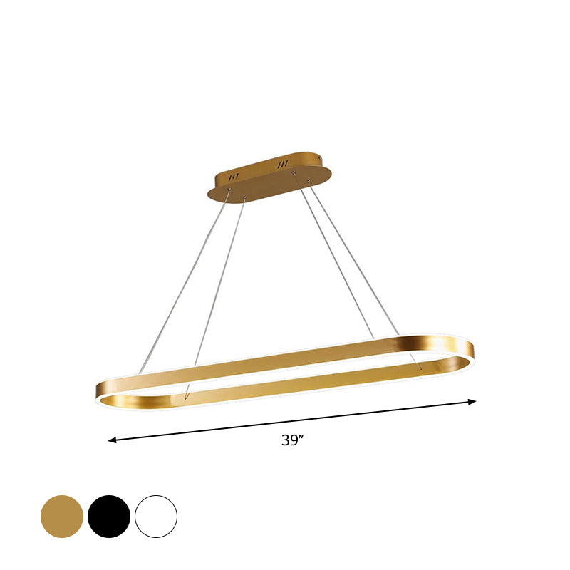 Simplicity Ellipse LED Island Pendant Acrylic Living Room Hanging Ceiling Light in Black/White/Gold, 31.5"/39"/47" Width Clearhalo 'Ceiling Lights' 'Island Lights' Lighting' 1970714
