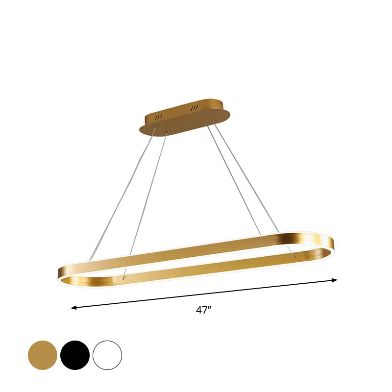 Simplicity Ellipse LED Island Pendant Acrylic Living Room Hanging Ceiling Light in Black/White/Gold, 31.5"/39"/47" Width Clearhalo 'Ceiling Lights' 'Island Lights' Lighting' 1970715