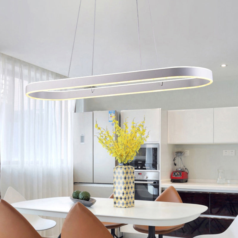 Simplicity Ellipse LED Island Pendant Acrylic Living Room Hanging Ceiling Light in Black/White/Gold, 31.5"/39"/47" Width Clearhalo 'Ceiling Lights' 'Island Lights' Lighting' 1970719