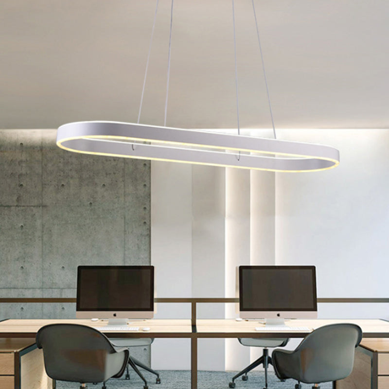 Simplicity Ellipse LED Island Pendant Acrylic Living Room Hanging Ceiling Light in Black/White/Gold, 31.5"/39"/47" Width Clearhalo 'Ceiling Lights' 'Island Lights' Lighting' 1970720