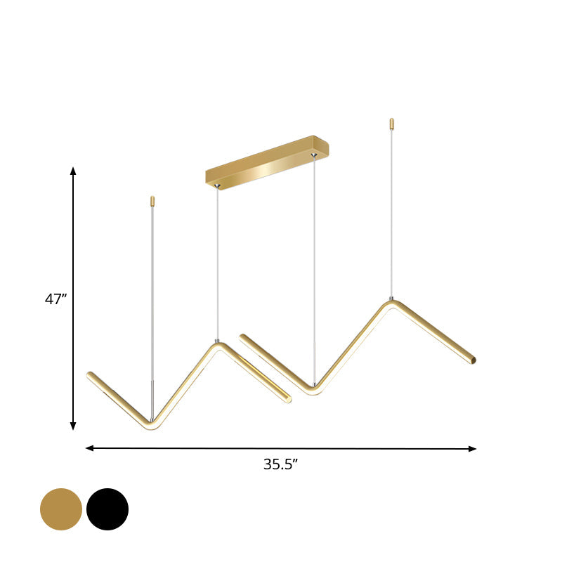 Zigzag Pendant Light Fixture Minimalism Aluminum Dining Room LED Ceiling Light in Black/Gold Clearhalo 'Ceiling Lights' 'Modern Pendants' 'Modern' 'Pendant Lights' 'Pendants' Lighting' 1970726