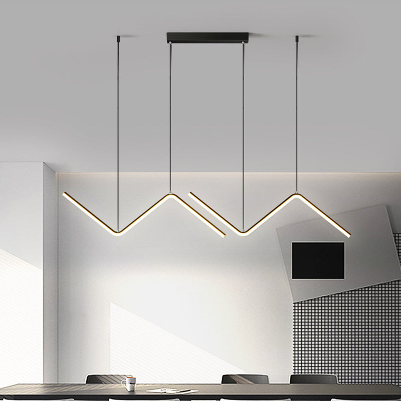 Zigzag Pendant Light Fixture Minimalism Aluminum Dining Room LED Ceiling Light in Black/Gold Black Clearhalo 'Ceiling Lights' 'Modern Pendants' 'Modern' 'Pendant Lights' 'Pendants' Lighting' 1970727