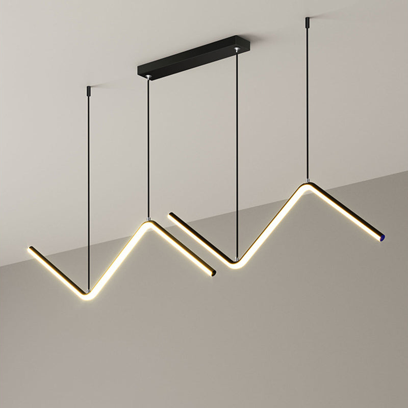Zigzag Pendant Light Fixture Minimalism Aluminum Dining Room LED Ceiling Light in Black/Gold Clearhalo 'Ceiling Lights' 'Modern Pendants' 'Modern' 'Pendant Lights' 'Pendants' Lighting' 1970729