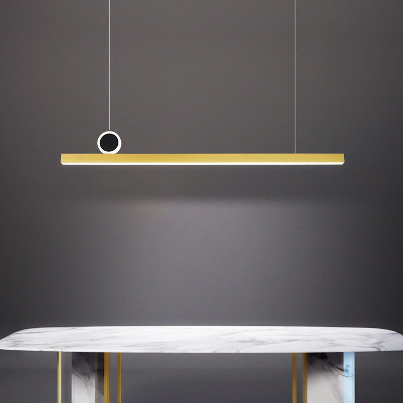 Stylish Minimalist Bar Shaped Pendant Metallic Dining Room LED Island Light Fixture in Gold, 39"/47" Wide Clearhalo 'Ceiling Lights' 'Island Lights' Lighting' 1970733