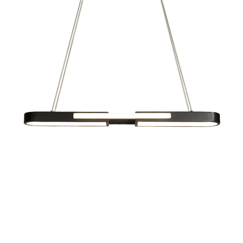 Oblong Acrylic Pendant Light Kit Simple Style Black/Gold LED Island Lamp in Warm/White Light for Dining Room Clearhalo 'Ceiling Lights' 'Island Lights' Lighting' 1970743