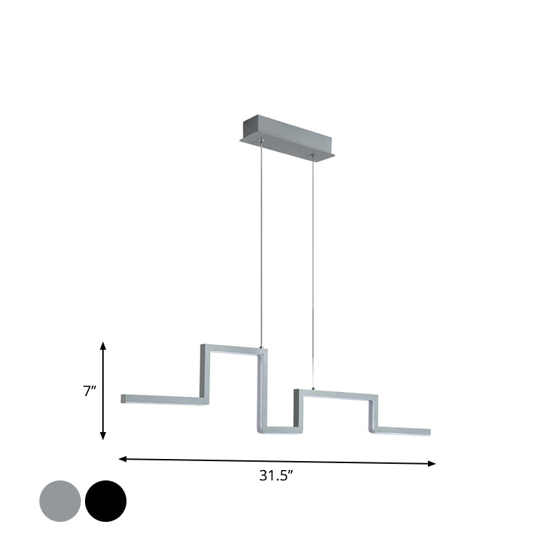 31.5"/39" W Linear Kitchen Island Lighting Metal Minimalistic LED Hanging Pendant in Black/Grey, Warm/White Light Clearhalo 'Ceiling Lights' 'Island Lights' Lighting' 1970749