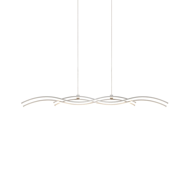 Silver Wave Island Pendant Light Simplicity Acrylic LED Suspended Lighting Fixture in Warm/White Light Clearhalo 'Ceiling Lights' 'Island Lights' Lighting' 1970758