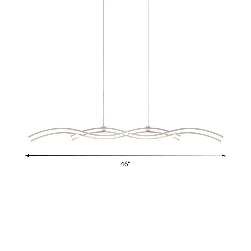 Silver Wave Island Pendant Light Simplicity Acrylic LED Suspended Lighting Fixture in Warm/White Light Clearhalo 'Ceiling Lights' 'Island Lights' Lighting' 1970759
