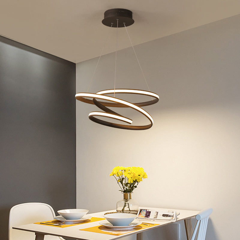 Acrylic Spiral Chandelier Light Simplicity 16"/23.5"/39" Wide LED Coffee Pendant Light Fixture for Living Room Coffee Clearhalo 'Ceiling Lights' 'Chandeliers' 'Modern Chandeliers' 'Modern' Lighting' 1970889