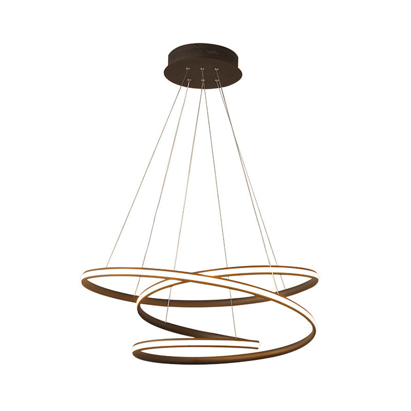 Acrylic Spiral Chandelier Light Simplicity 16"/23.5"/39" Wide LED Coffee Pendant Light Fixture for Living Room Clearhalo 'Ceiling Lights' 'Chandeliers' 'Modern Chandeliers' 'Modern' Lighting' 1970892