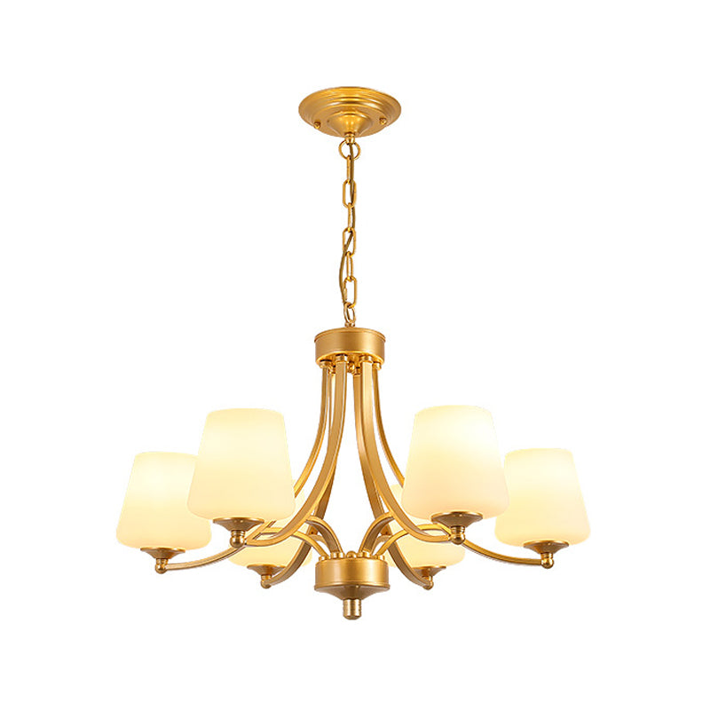 White Glass/Clear Crystal Tapered Pendant Vintage 5/6-Light Dining Room Ceiling Chandelier in Black/Gold Clearhalo 'Ceiling Lights' 'Chandeliers' Lighting' options 1971050