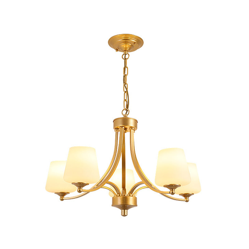 White Glass/Clear Crystal Tapered Pendant Vintage 5/6-Light Dining Room Ceiling Chandelier in Black/Gold Clearhalo 'Ceiling Lights' 'Chandeliers' Lighting' options 1971056