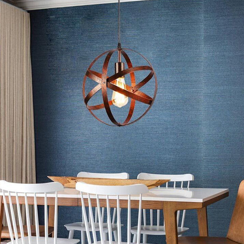 Metallic Interlocking Ring Pendant Lamp Industrial 1 Head Dining Room Down Lighting in Black/Rust/Silver Rust Clearhalo 'Art Deco Pendants' 'Black' 'Cast Iron' 'Ceiling Lights' 'Ceramic' 'Crystal' 'Industrial Pendants' 'Industrial' 'Metal' 'Middle Century Pendants' 'Pendant Lights' 'Pendants' 'Rustic Pendants' 'Tiffany' Lighting' 1971137
