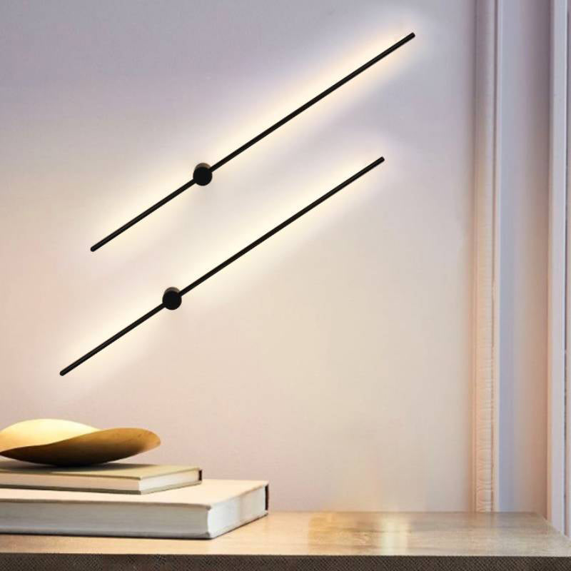 Black Slim Rod Sconce Lighting Minimalist 23.5"/31.5"/47" High LED Metal Wall Mounted Lamp for Bedroom Clearhalo 'Cast Iron' 'Glass' 'Industrial' 'Modern wall lights' 'Modern' 'Tiffany' 'Traditional wall lights' 'Wall Lamps & Sconces' 'Wall Lights' Lighting' 1971428