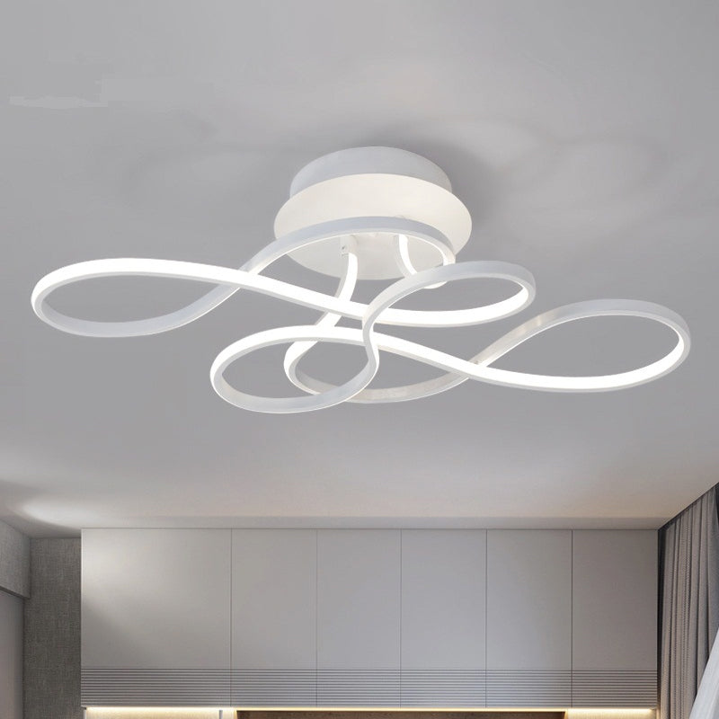 Curved Line Bedroom Ceiling Mount Lamp Aluminum 21"/27.5" Wide LED Simple Semi Flush Light in Gold, Warm/White Light Gold Clearhalo 'Ceiling Lights' 'Close To Ceiling Lights' 'Close to ceiling' 'Semi-flushmount' Lighting' 1971469