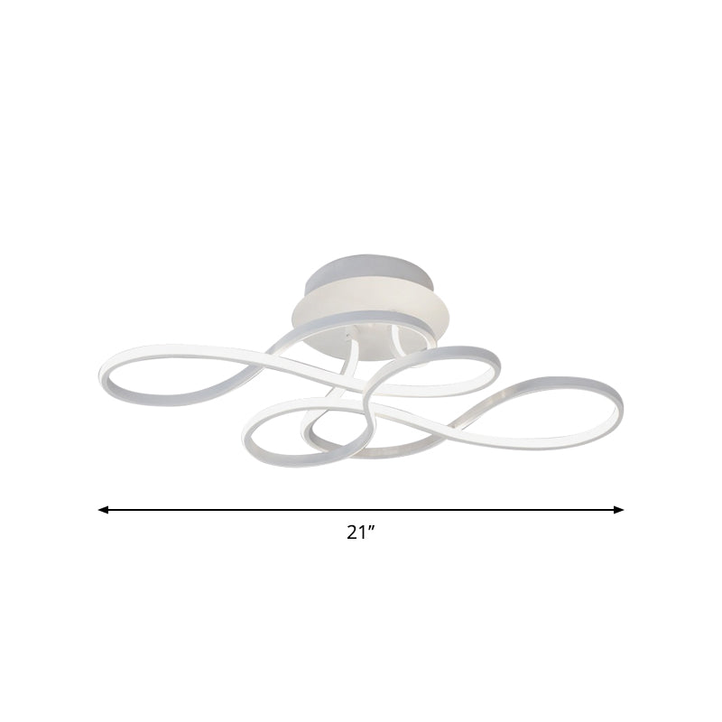 Curved Line Bedroom Ceiling Mount Lamp Aluminum 21"/27.5" Wide LED Simple Semi Flush Light in Gold, Warm/White Light Clearhalo 'Ceiling Lights' 'Close To Ceiling Lights' 'Close to ceiling' 'Semi-flushmount' Lighting' 1971473