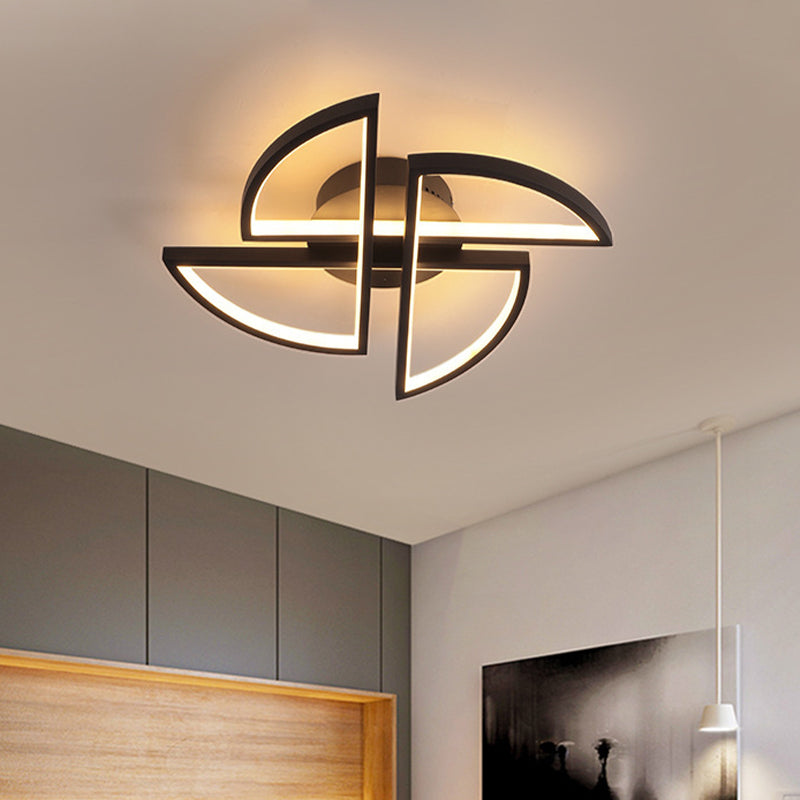 18"/25.5"/31.5" W Nordic Pinwheel Ceiling Light Acrylic Bedroom LED Semi Flush Mount in Black, Warm/White Light Black Clearhalo 'Ceiling Lights' 'Close To Ceiling Lights' 'Close to ceiling' 'Semi-flushmount' Lighting' 1971481