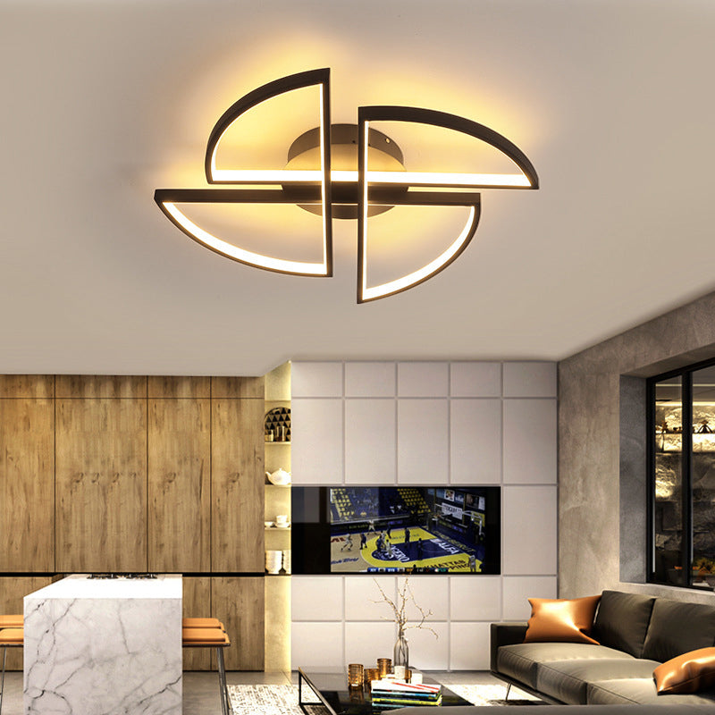 18"/25.5"/31.5" W Nordic Pinwheel Ceiling Light Acrylic Bedroom LED Semi Flush Mount in Black, Warm/White Light Clearhalo 'Ceiling Lights' 'Close To Ceiling Lights' 'Close to ceiling' 'Semi-flushmount' Lighting' 1971482
