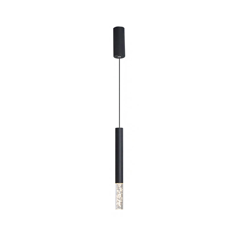 Black Tube Pendant Light Kit Simplicity Acrylic LED Ceiling Suspension Lamp in Warm/White Light, 10"/12"/12.5" H Clearhalo 'Ceiling Lights' 'Modern Pendants' 'Modern' 'Pendant Lights' 'Pendants' Lighting' 1971499