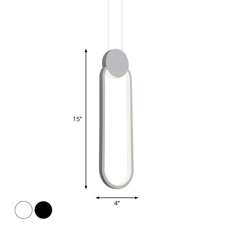 Oval/Round/Square Pendant Lighting Minimalism Acrylic Living Room LED Hanging Ceiling Light in Black/White Clearhalo 'Ceiling Lights' 'Modern Pendants' 'Modern' 'Pendant Lights' 'Pendants' Lighting' 1971506