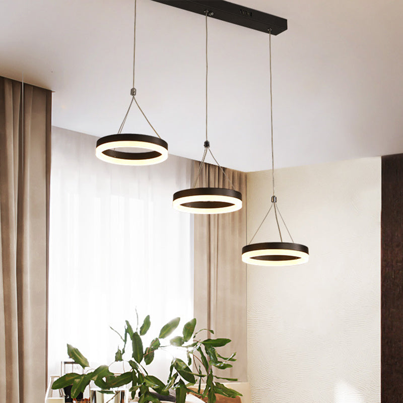 Ring Shaped Dining Room Drop Pendant Acrylic Modern Style LED Multiple Hanging Light in Gold/Coffee, Warm/White Light Clearhalo 'Ceiling Lights' 'Modern Pendants' 'Modern' 'Pendant Lights' 'Pendants' Lighting' 1971547