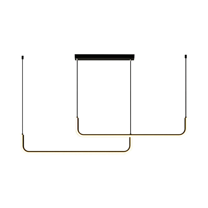 Aluminum Linear Pendant Light Fixture Simplicity Black/Gold LED Hanging Lamp over Dining Table, 39"/59" Width Clearhalo 'Ceiling Lights' 'Modern Pendants' 'Modern' 'Pendant Lights' 'Pendants' Lighting' 1971553