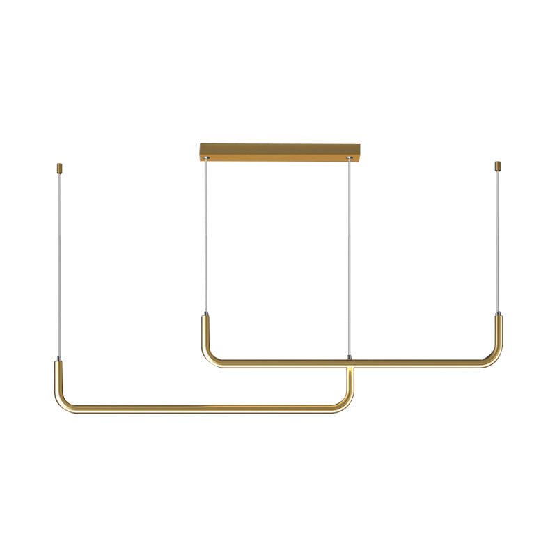 Aluminum Linear Pendant Light Fixture Simplicity Black/Gold LED Hanging Lamp over Dining Table, 39"/59" Width Clearhalo 'Ceiling Lights' 'Modern Pendants' 'Modern' 'Pendant Lights' 'Pendants' Lighting' 1971562
