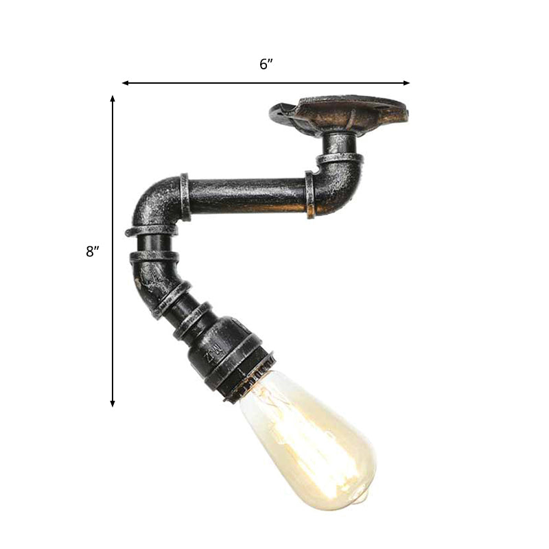 Twisted Pipe Metal Ceiling Lamp Industrial 1 Light Indoor Semi Flush Light Fixture in Aged Silver/Antique Brass/Antique Bronze Clearhalo 'Ceiling Lights' 'Close To Ceiling Lights' 'Close to ceiling' 'Semi-flushmount' Lighting' 1971756