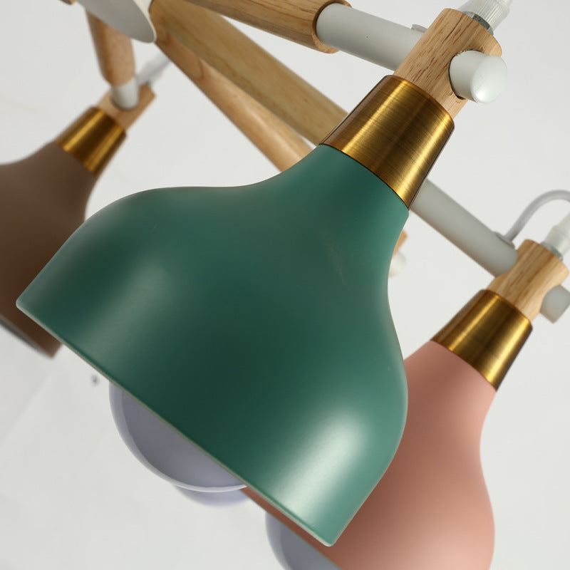 Torch Shaped Nursing Room Chandelier Metal 8-Bulb Macaron Style Pendant Light Clearhalo 'Ceiling Lights' 'Chandeliers' Lighting' options 197217