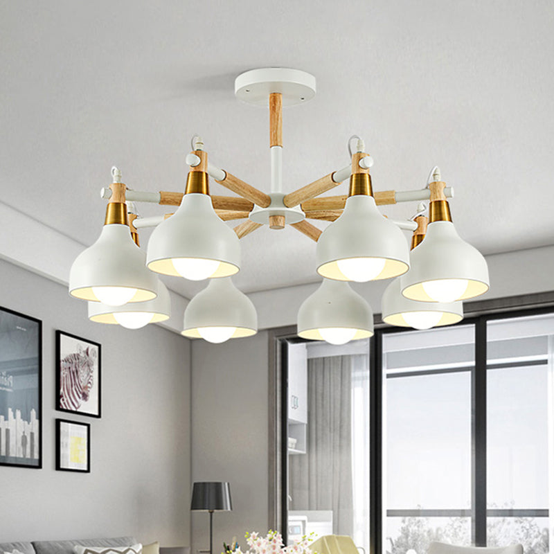 Torch Shaped Nursing Room Chandelier Metal 8-Bulb Macaron Style Pendant Light White Clearhalo 'Ceiling Lights' 'Chandeliers' Lighting' options 197218_1c8845f1-0b73-4f52-a764-fbc13a18fbc1