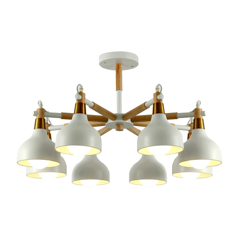 Torch Shaped Nursing Room Chandelier Metal 8-Bulb Macaron Style Pendant Light Clearhalo 'Ceiling Lights' 'Chandeliers' Lighting' options 197220