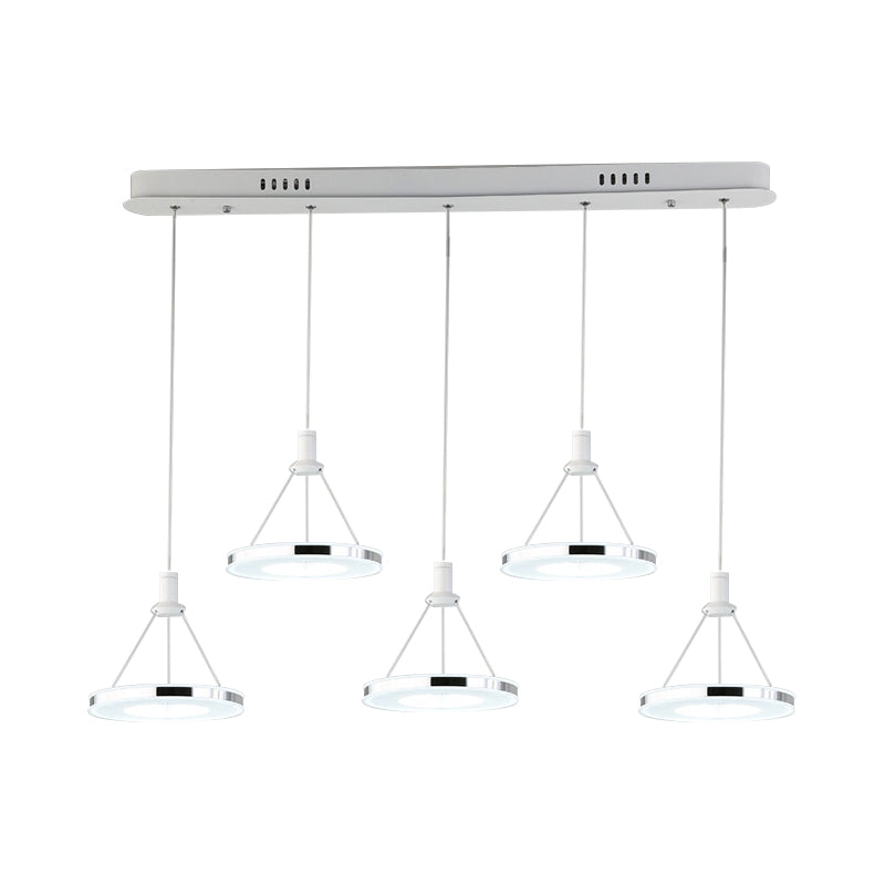 White Ring Pendant Light Fixture Simple 1/3/5-Head Acrylic Ceiling Suspension Lamp, 8"/12" Wide Clearhalo 'Ceiling Lights' 'Modern Pendants' 'Modern' 'Pendant Lights' 'Pendants' Lighting' 1972619