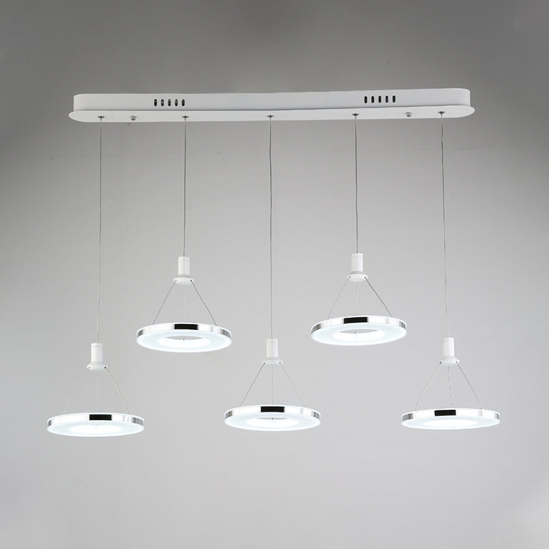White Ring Pendant Light Fixture Simple 1/3/5-Head Acrylic Ceiling Suspension Lamp, 8"/12" Wide Clearhalo 'Ceiling Lights' 'Modern Pendants' 'Modern' 'Pendant Lights' 'Pendants' Lighting' 1972620
