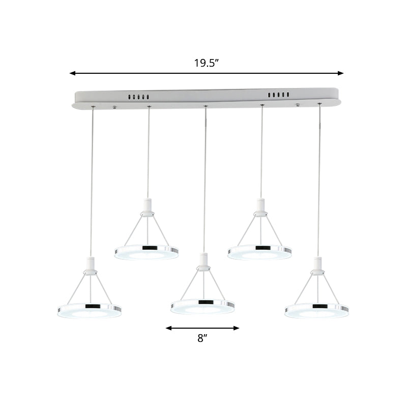 White Ring Pendant Light Fixture Simple 1/3/5-Head Acrylic Ceiling Suspension Lamp, 8"/12" Wide Clearhalo 'Ceiling Lights' 'Modern Pendants' 'Modern' 'Pendant Lights' 'Pendants' Lighting' 1972621